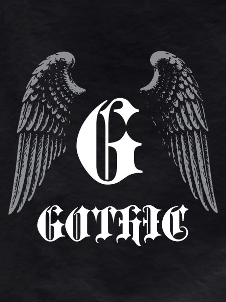 Gothic Monogram with Angel Wings