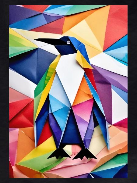 Rainbow Origami Penguin