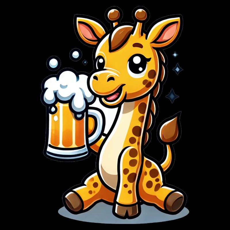 Cute Giraffe Drinking Beer 3