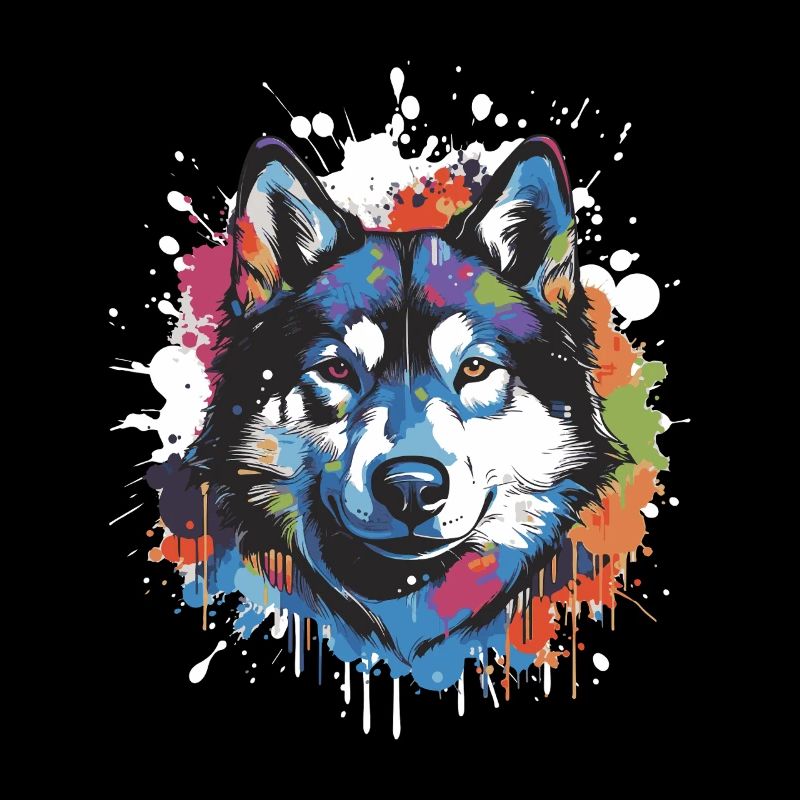 Husky Hund Tier Pop Art Kopf