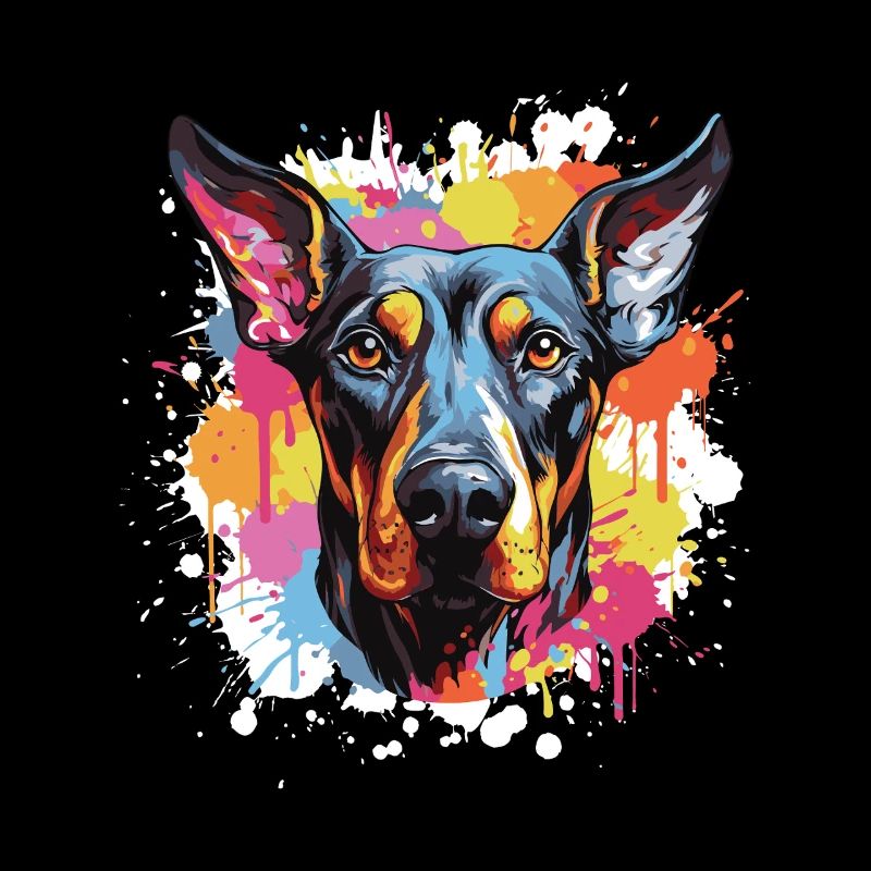 Doberman Hund Tier Pop Art Kopf