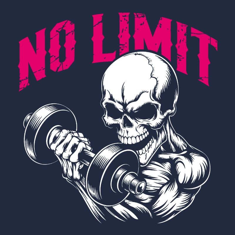 No Limit Workout Bodybuilding Skull with Dumbbell