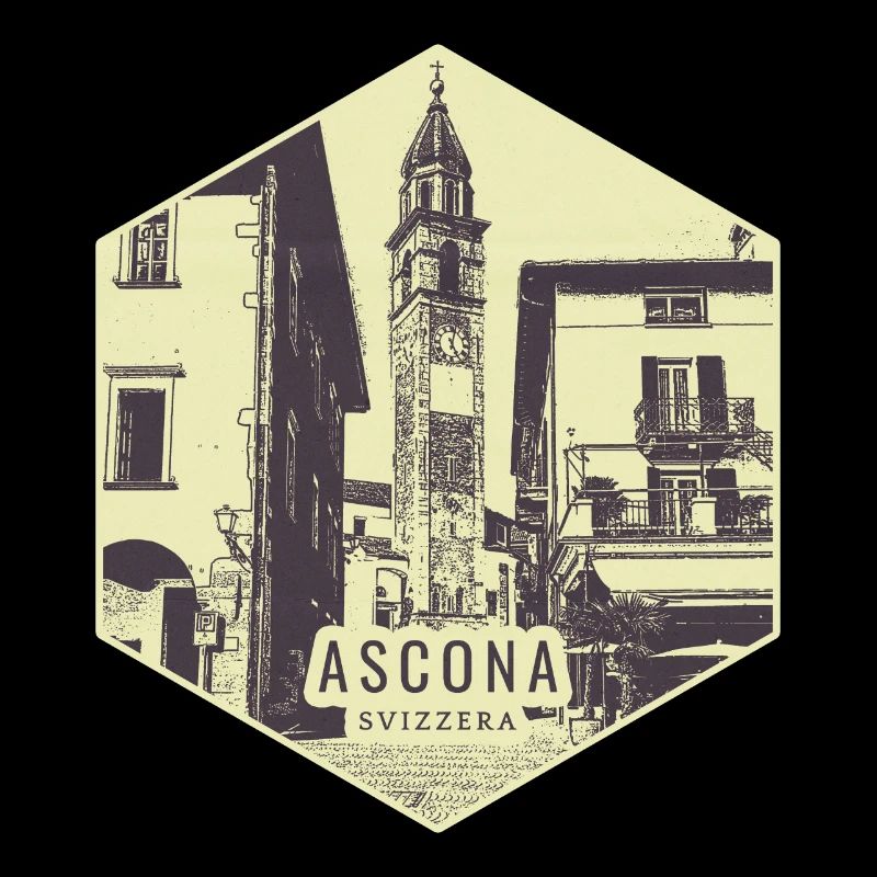 Ascona City Scene Vintage Stamp