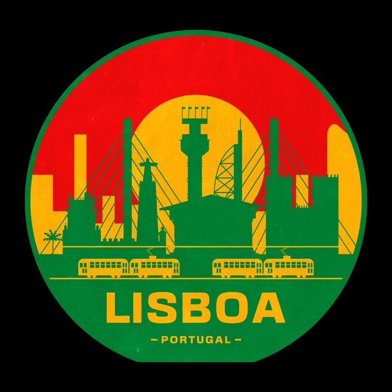 Lisboa Retro Skyline Silhouette
