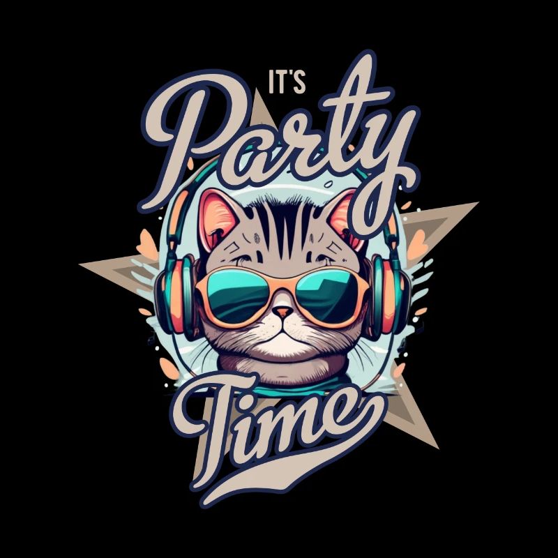 Party Katze mit Kopfhörern