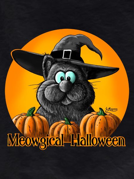 Halloween cat with witch hat