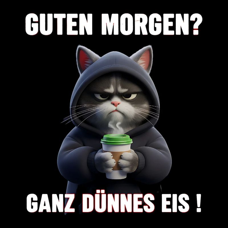 Morgenmuffel Katze mit Kaffee – Dünnes Eis