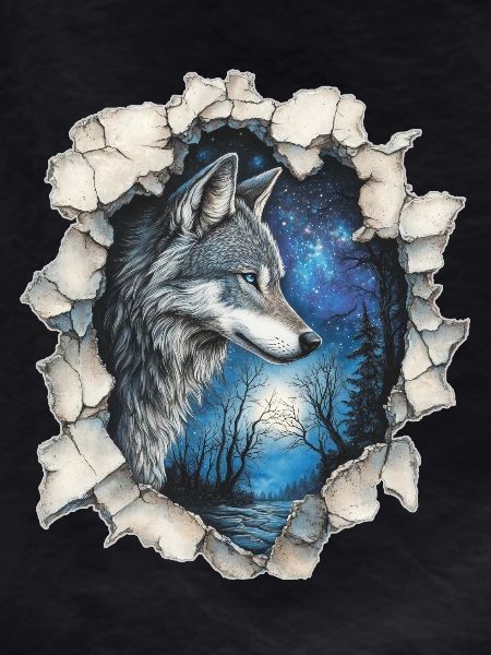 Wolf with stars