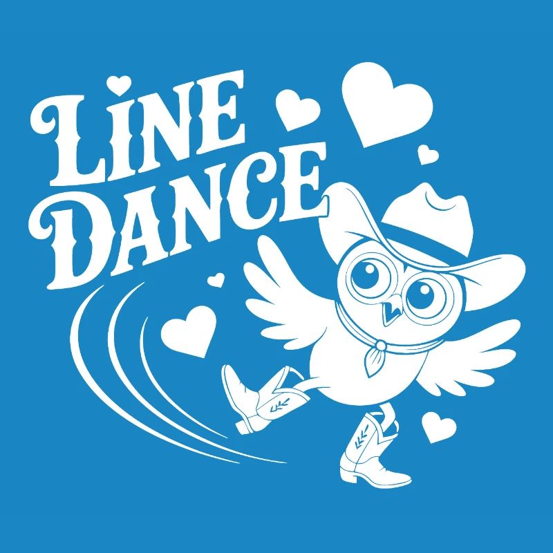 Line Dance Eule lustige Eule mit Stetson und Boots
