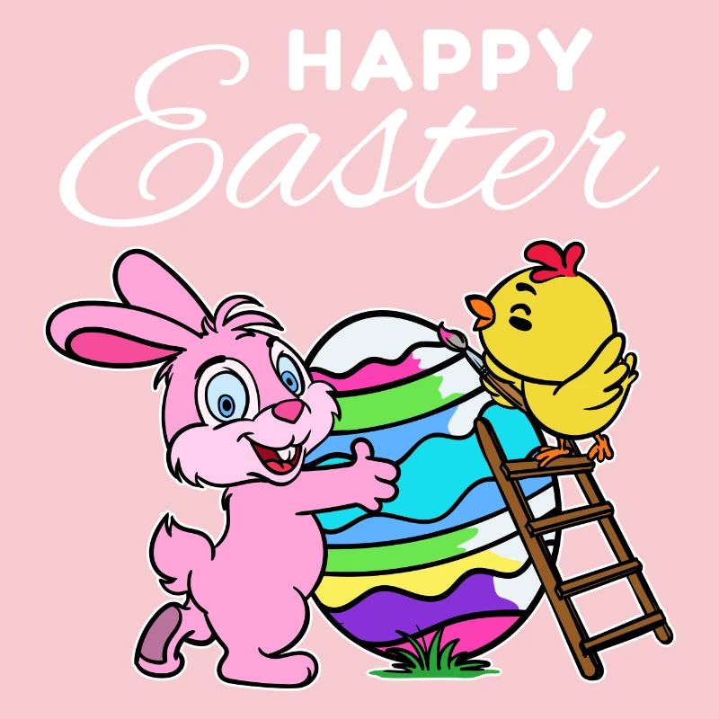 Happy easter bunny easter bunny chick hen egg