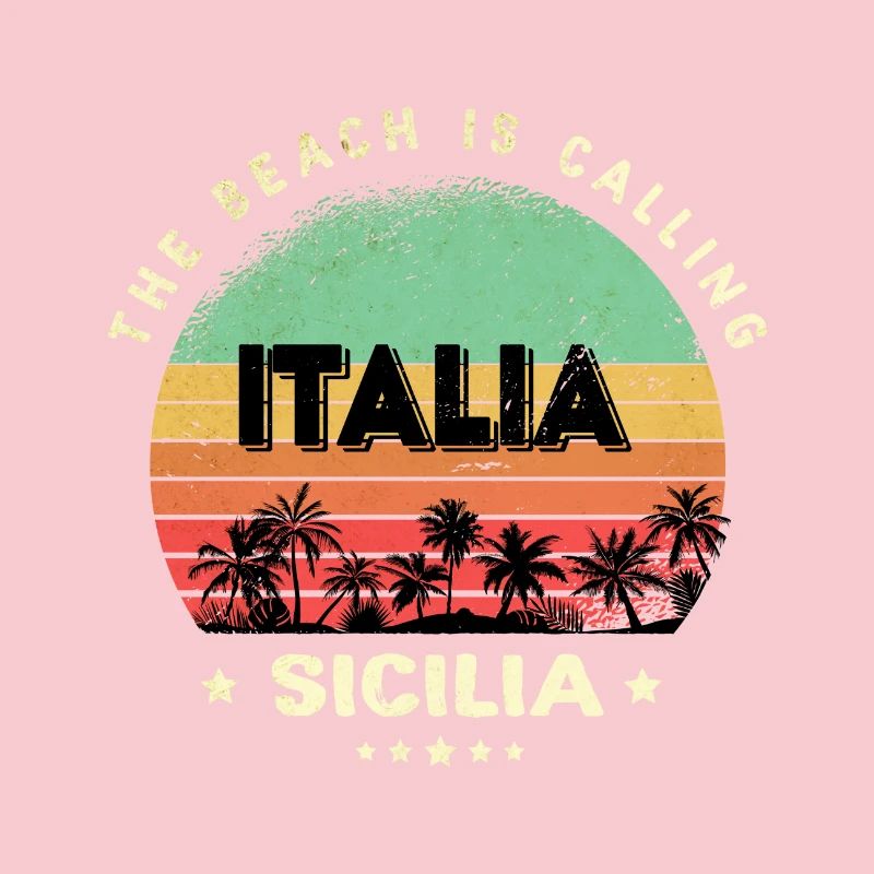 Sicily Italy Vintage Beach Design / Gift