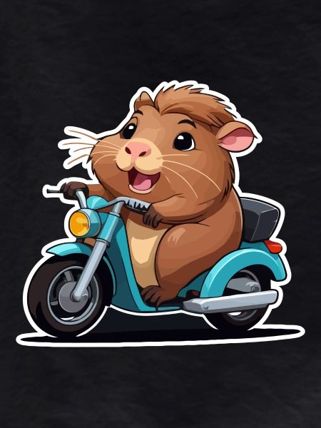Guinea pig on moped