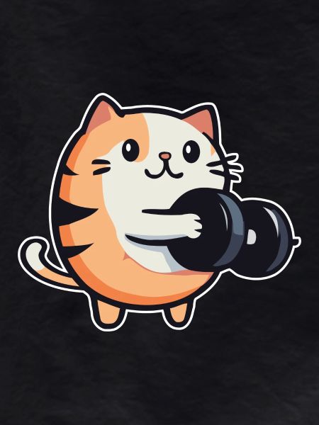 Funny cat with dumbbells fitness