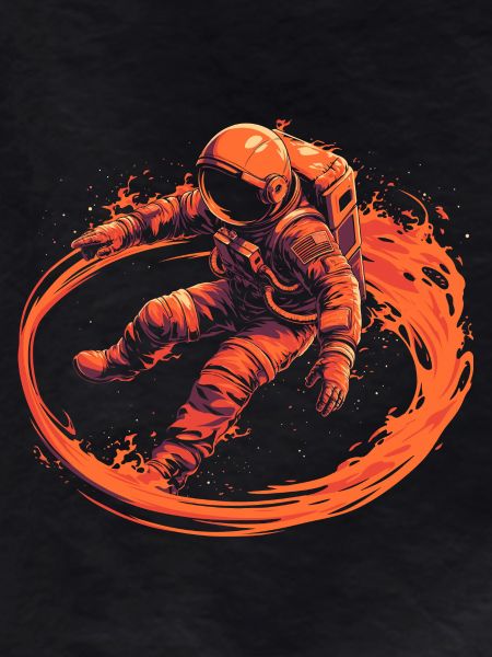 Astronaut surrounded by flames