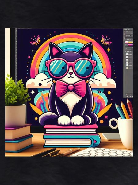 Studious cat with glasses