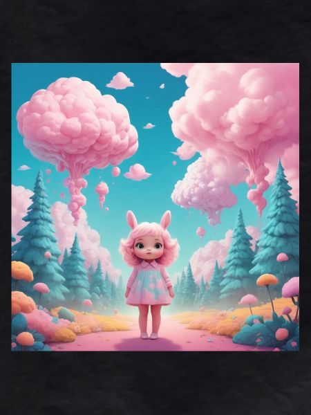 Mädchen im Zuckerwatte-Wald