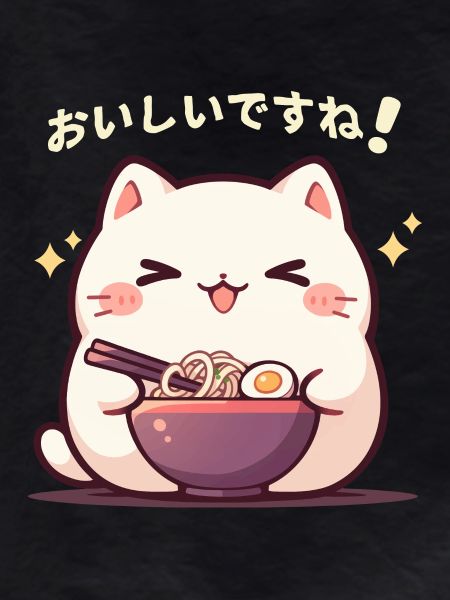 Cat eating Ramen