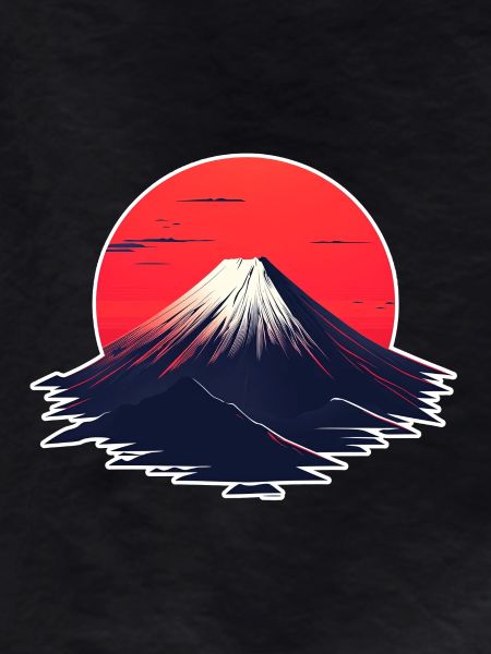 Red sunset over volcano