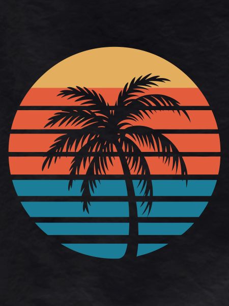 Palm Sunset Retro Circle