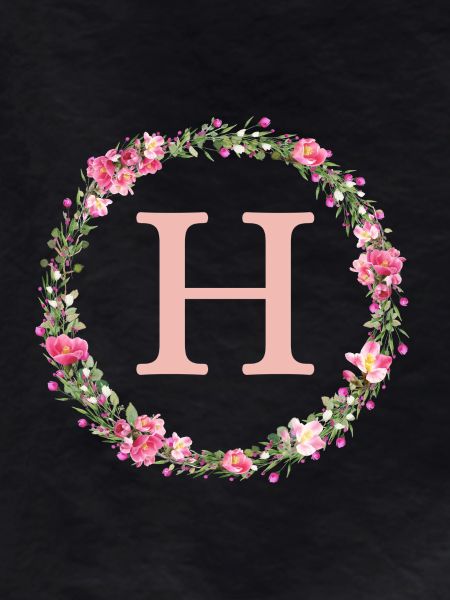 H Monogram, Flower Wreath, Personalizable