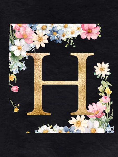 H Monogram, Floral, Personalizable