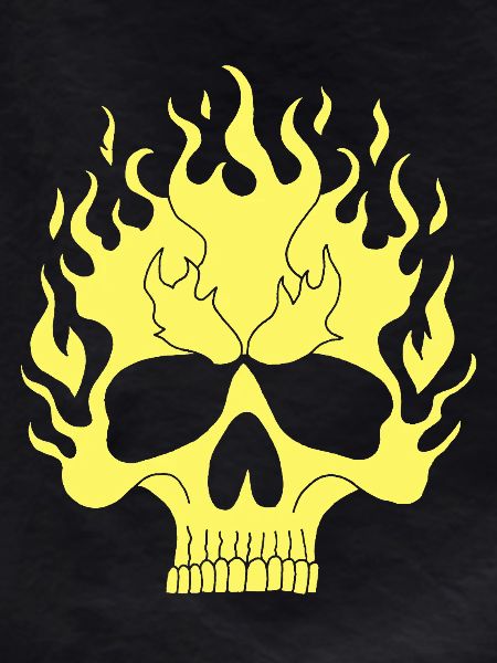 Yellow Flaming Skull