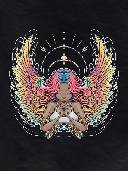 Serene Winged Dreamer Illustration