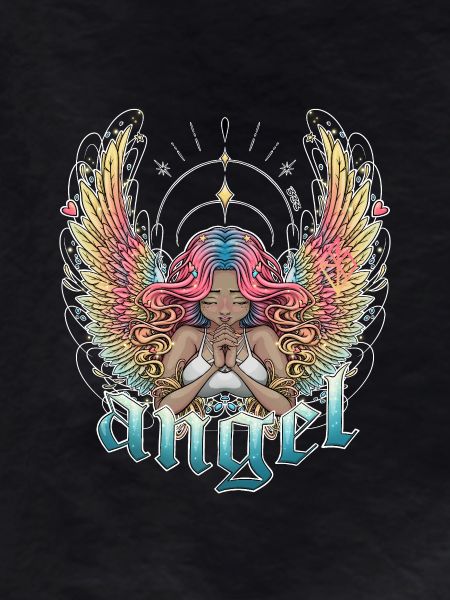Celestial Angel with Multicoloured Wings
