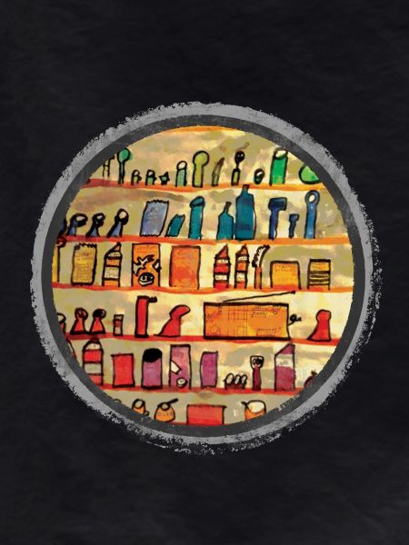 Abstract kitchen shelf illustration