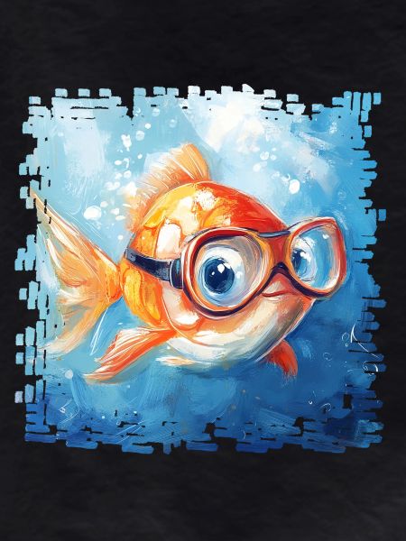 Goldfish with diving goggles
