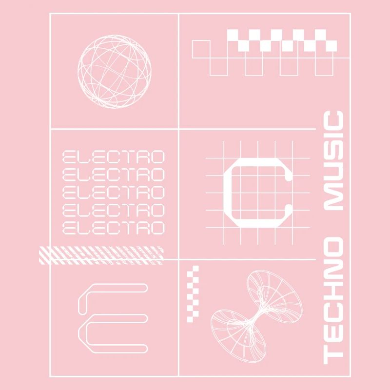 Affiche géométrique Elecotro Tech Grid Retro