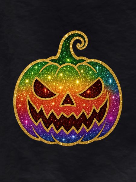 Rainbow Glitter Pumpkin Halloween