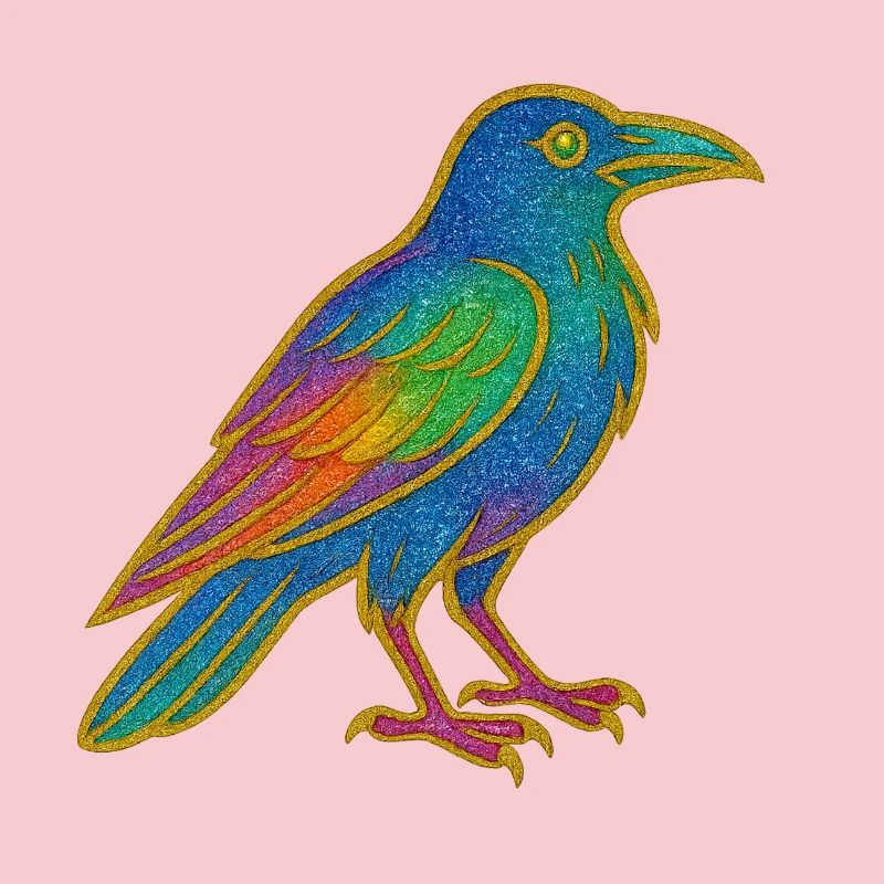 Conception de patch de corbeau arc-en-ciel
