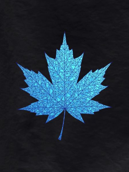 Geometric Blue Maple Leaf Print