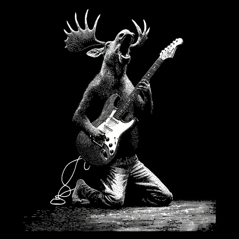 Rockender Elch mit E-Gitarre Geschenk Musikfans