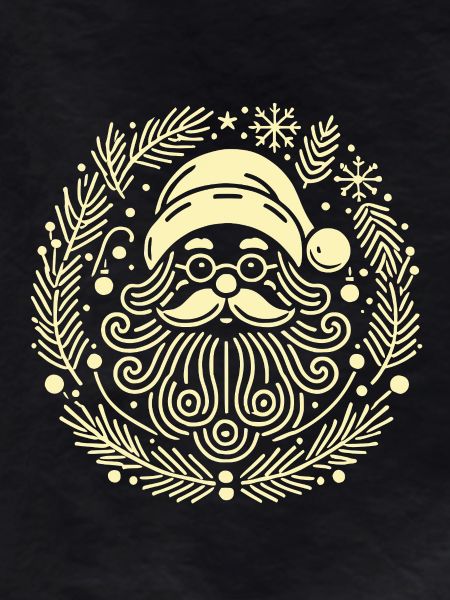 Santa's Wreath Christmas Illustration