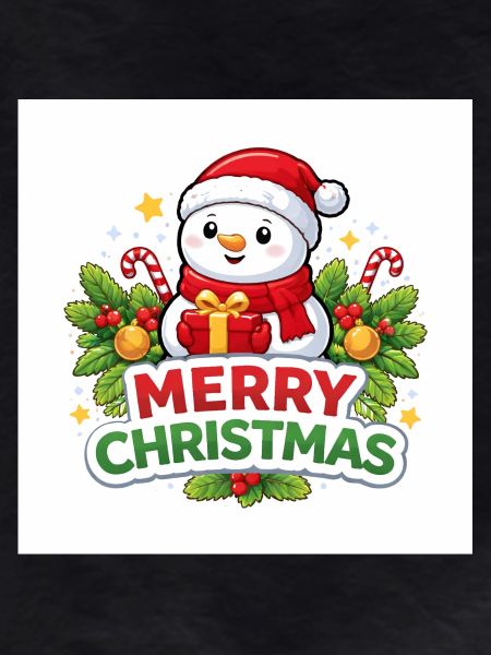 Snowman with gift Christmas fun