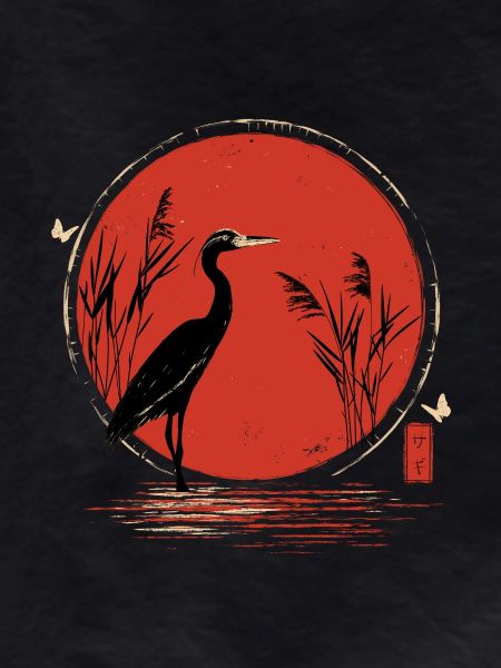 Red Crane Ukiyoe