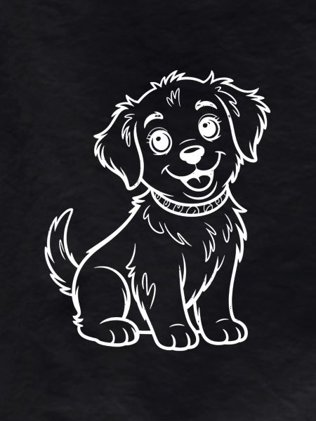 Smiling Puppy Line Drawing