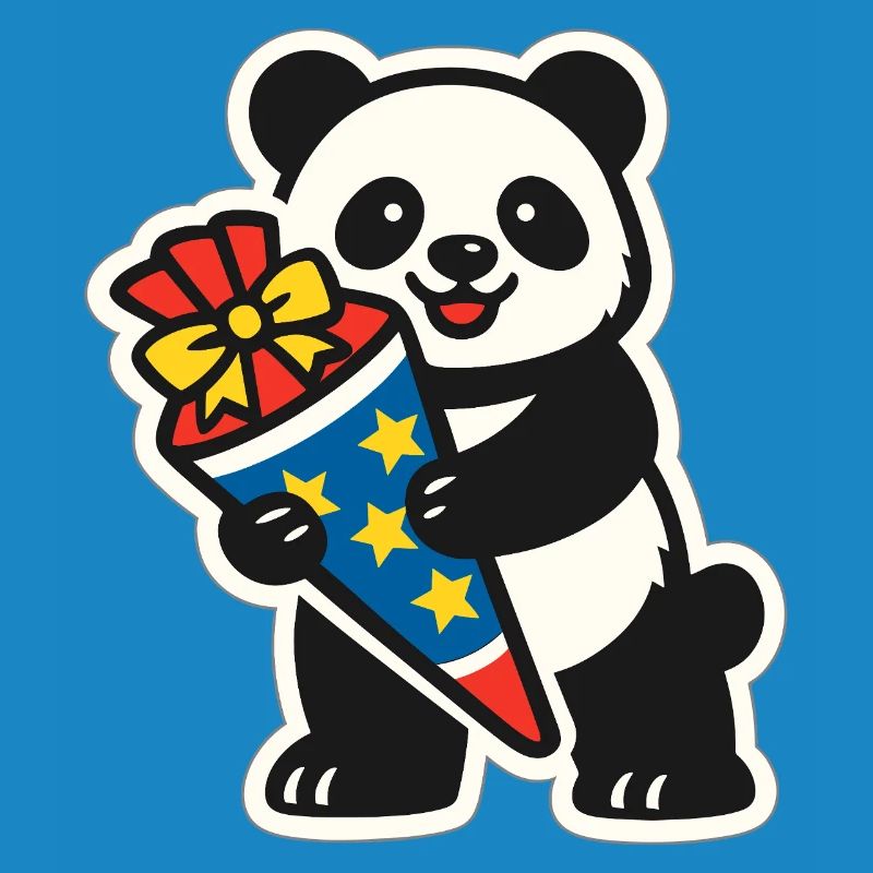 Panda Bär Ich bin 1. Klasse Einschulung Geschenk
