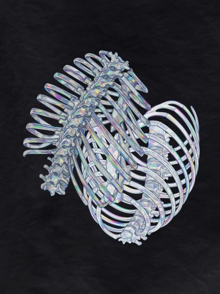 Iridescent ribs in spiral
