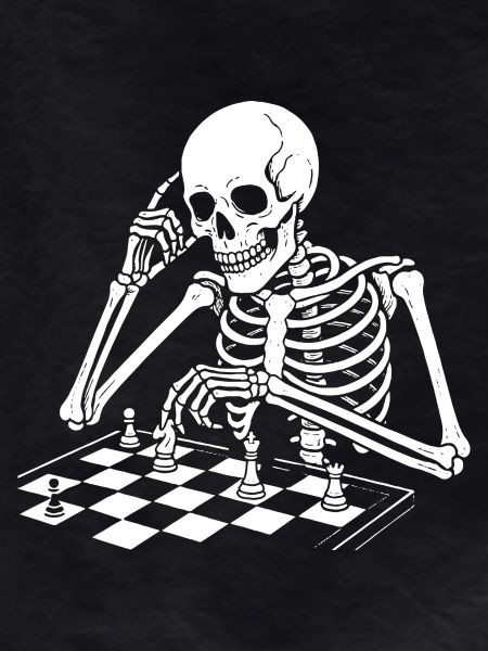 skeleton plays chess