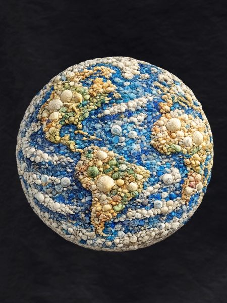 Shell Mosaic Earth Globe