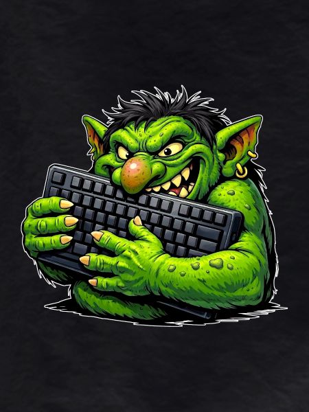 Malicious troll with keyboard