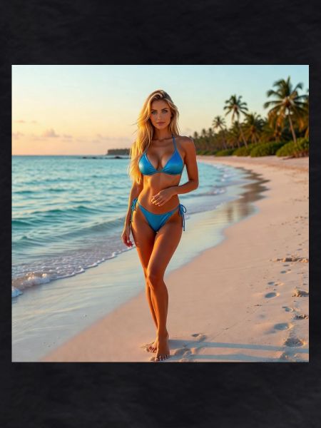 Blue bikini on tropical beach