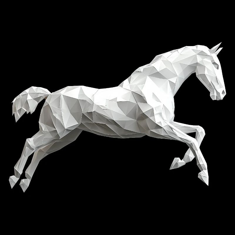 Cheval blanc Low Poly Logo Art Design Moule