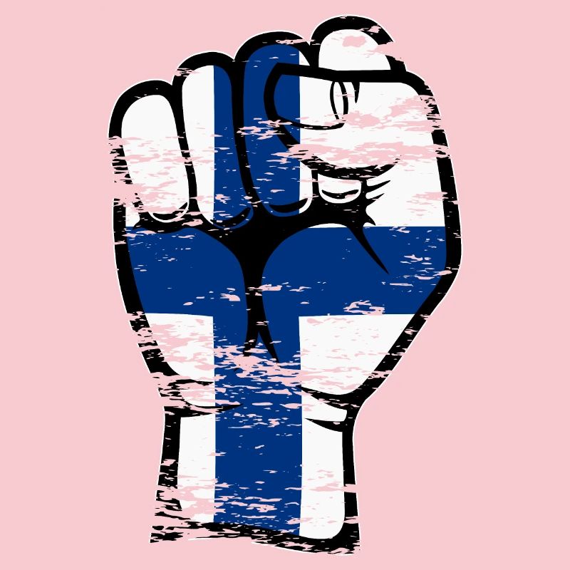 Icône de main de poing du drapeau de la Finlande utilisée