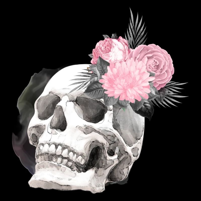 Nuit fleurs gothique goth crâne mort crâne punk