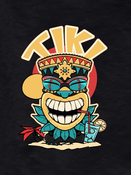 Tiki mask drinking a.