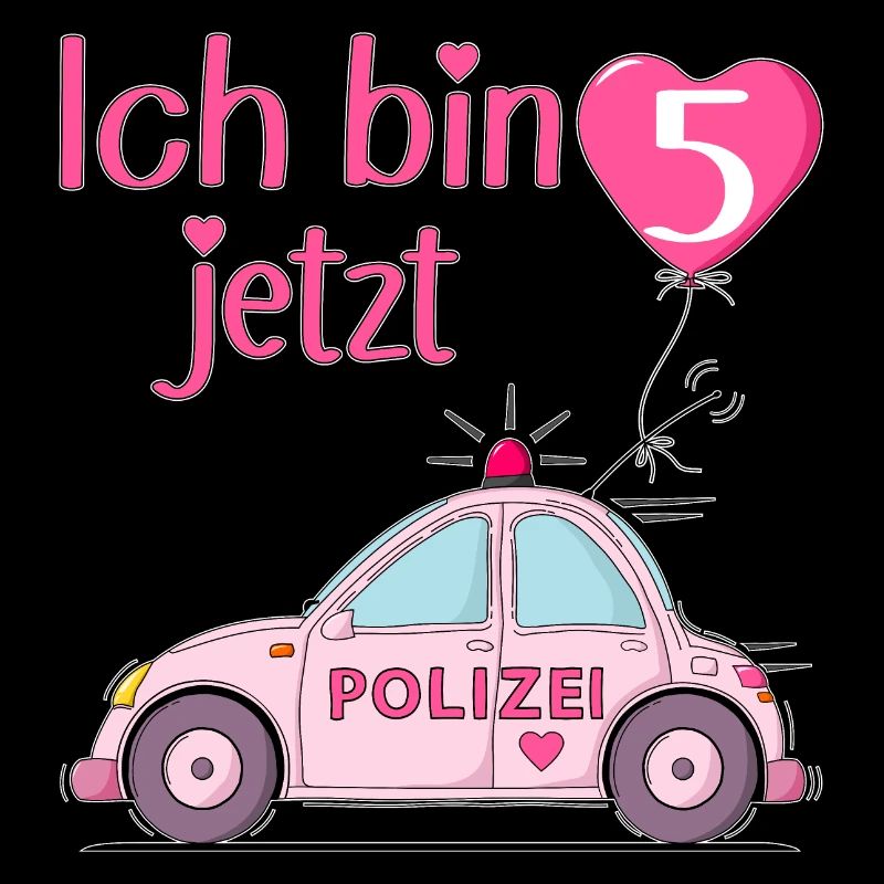 Polizeiauto Ich bin jetzt 5 Geburtstag Rosa